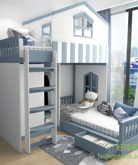 一张陪伴仔女成长的篮白色屋仔床