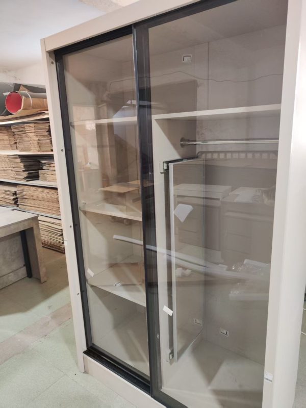 工廠實拍：WallaceS+奶茶色玻璃趟門衣櫃，1.2米款