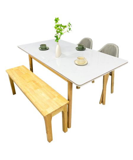 Lena全实木伸缩餐枱连餐椅组合 (1枱4椅)