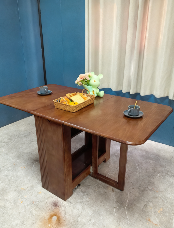 工廠實拍：Dipto實木折叠餐枱，胡桃木色，1400mm