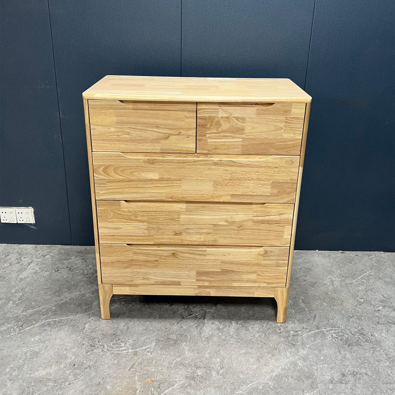 工廠實拍：Riley現代實木斗櫃，五斗款，80cm寬x40cm深x95cm高，原木色