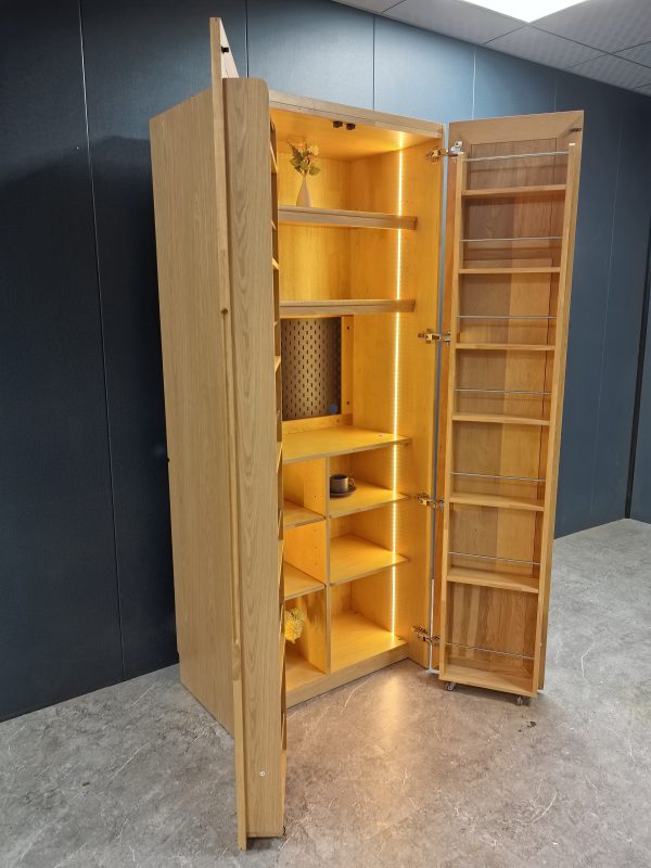 工廠實拍：Zipper雙開門實木收納櫃，原木色