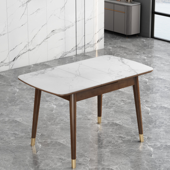 亮光雪山白岩板+胡桃木腳