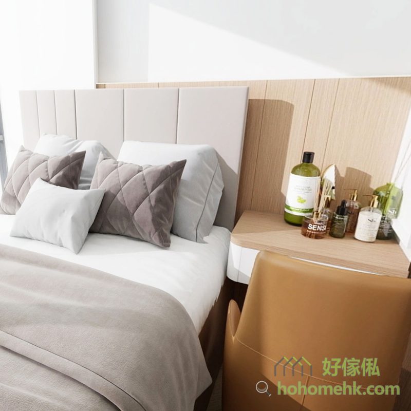 空間小走道窄，為了安全的家居生活，所有邊邊角角都做成圓角就最安全了！